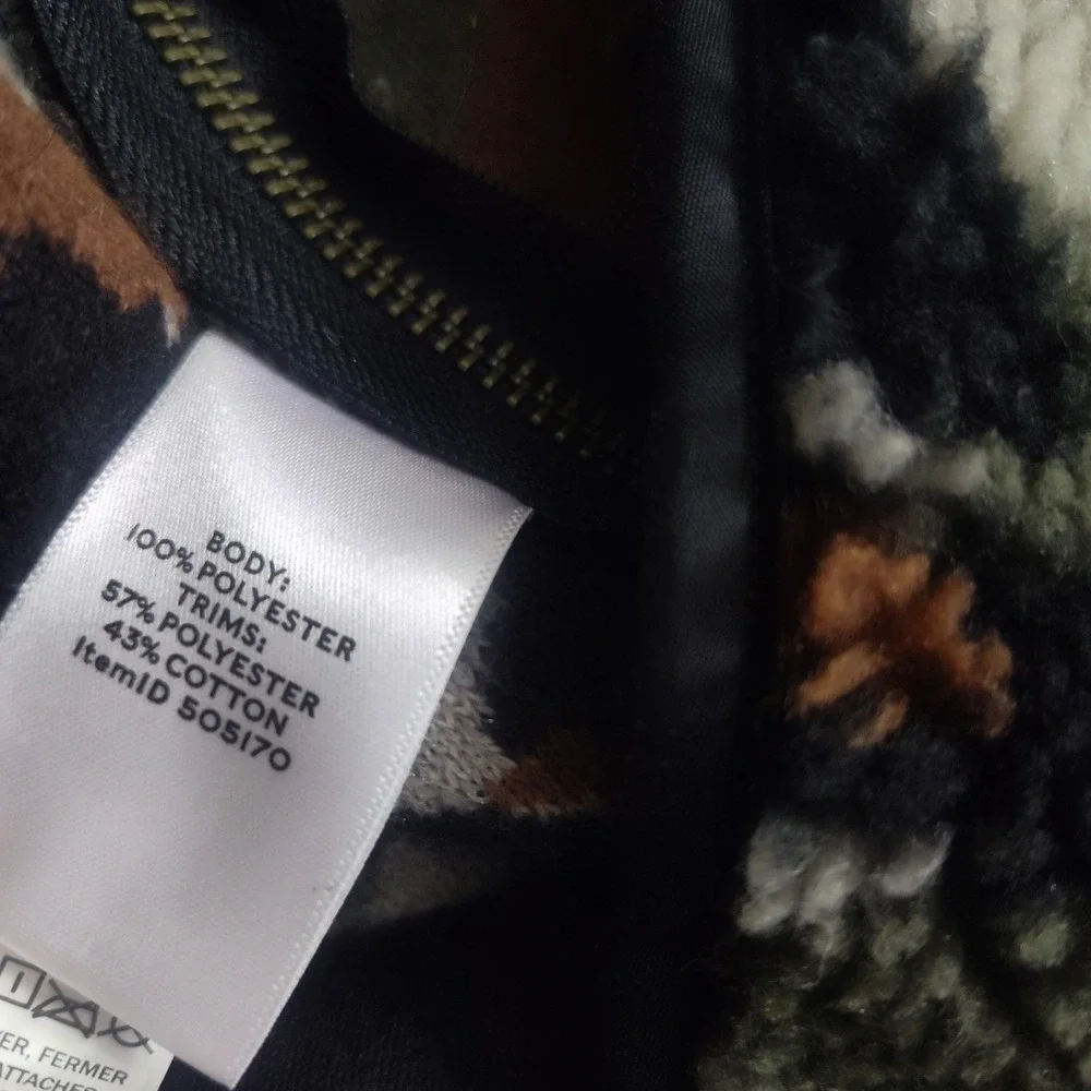 LL‎ Bean Signature Fleece Pullover Size XXL High Pile 1/2 Zip Camo Black Green